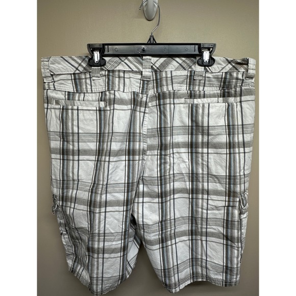 Wrangler Men Plaid Cargo Shorts Size 40 White Gray Blue Casual Outdoor - Picture 6 of 7